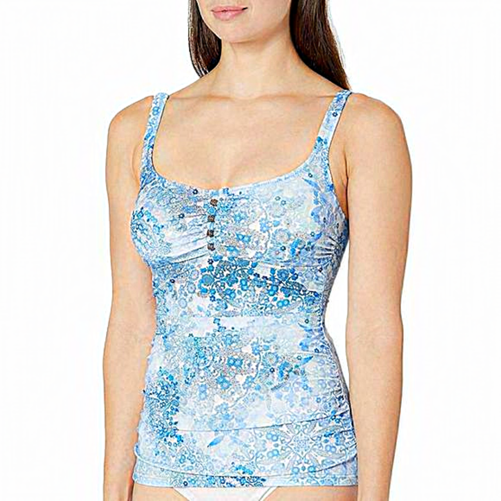 Profile by Gottex‎ Taj Mahal Tankini Top Blue 34D